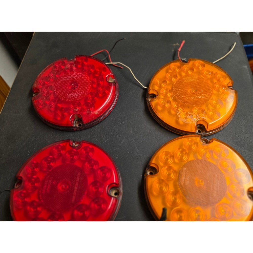 Maxxima M90061R M90061Y 7 Inch Round LED Stop Turn Tail Park Lights Red Amber 4p